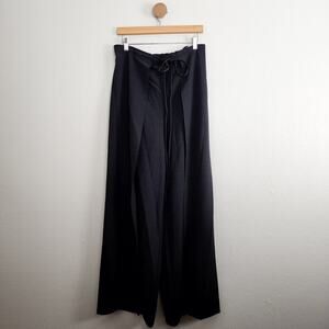 Maslavi Jovani Black High Waisted Wide Leg Flowy Palazzo Trouser Pants New 6 M